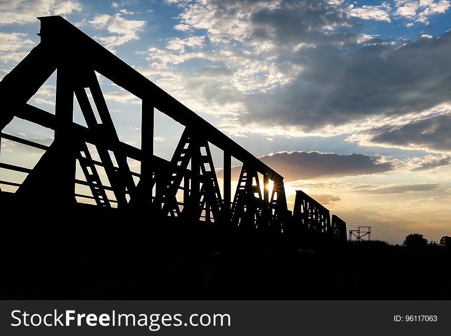 Silhouette of Bridge during Sunset