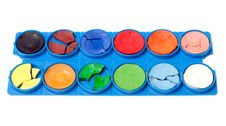 Plastic Palette With Watercolor Royalty Free Stock Photos