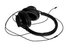Headphones On Their Side With The Full Cord Royalty Free Stock Images Headphones On Their Side With The Full Cord Royalty Free Stock Images