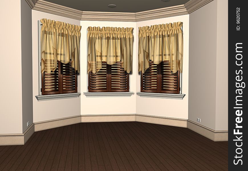 3D Render Of Empty Breakfast Nook