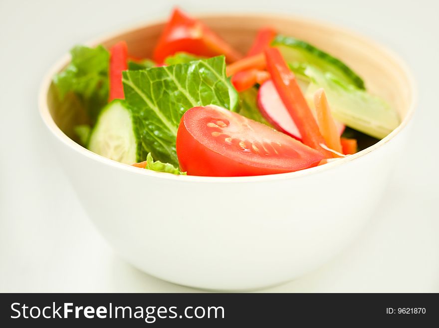 Green salad with in Bamboo Bowl