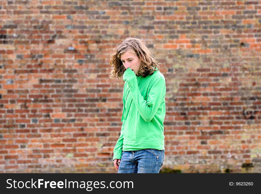 Portrait of teenage girl worrying. Portrait of teenage girl worrying