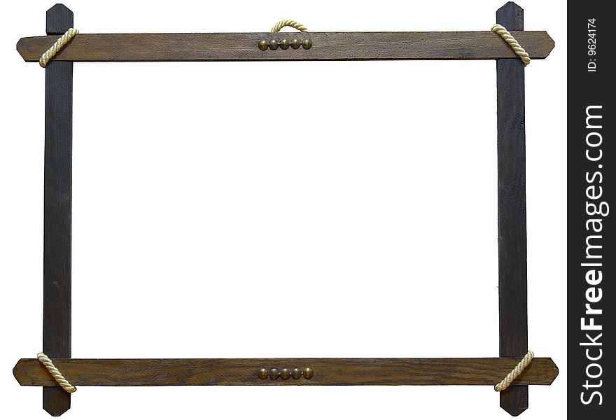 Old wooden frame, isolated against wihite