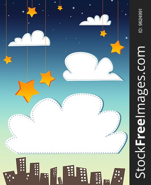 Cute illustration with night sky