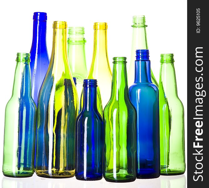 Coloured creative bottle. Stained glass. Color bottels. Coloured creative bottle. Stained glass. Color bottels