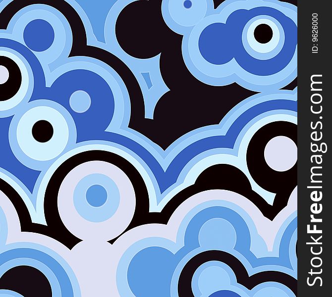Abstract texture of large blue and black round shapes. Abstract texture of large blue and black round shapes
