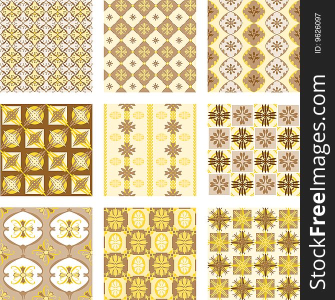 These nine patterns can be tiled and are easy to change color. Can be used as backgrounds or wallpaper. This is also in and eps file format. These nine patterns can be tiled and are easy to change color. Can be used as backgrounds or wallpaper. This is also in and eps file format.