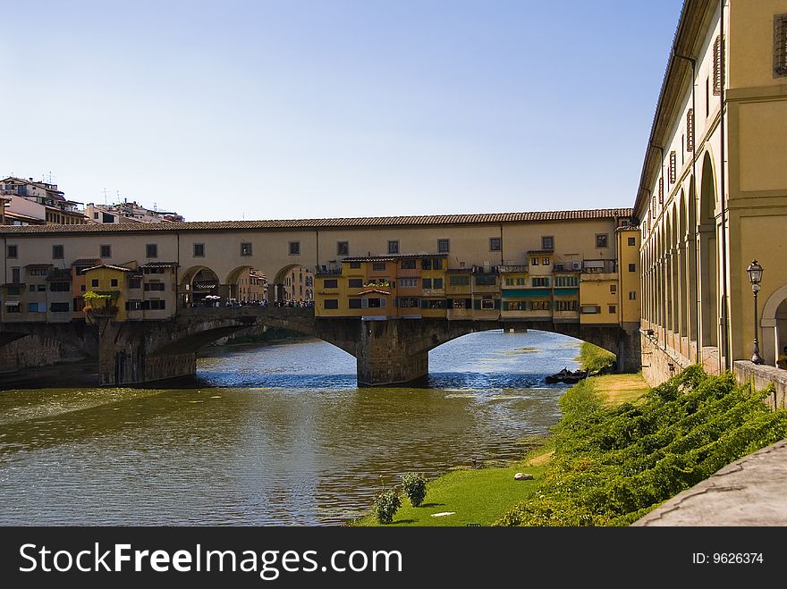 View over the river Arno at the Ponte Vecchio, Florence, Tuscany, Italy. View over the river Arno at the Ponte Vecchio, Florence, Tuscany, Italy