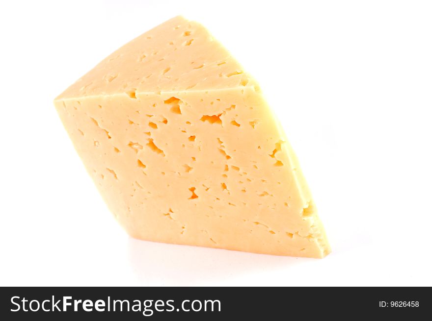 Cheese piece on a white background