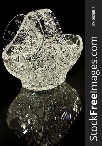 Wine glass in a crystal basket