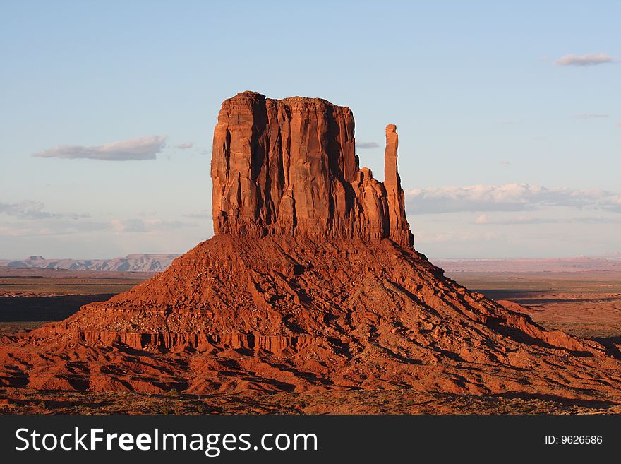 Monument Valley West Mitten Butte at sunset. Monument Valley West Mitten Butte at sunset