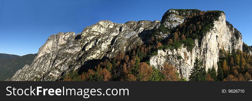 Panorama on the peaks of Cornacci, a Fiemme' s mountain