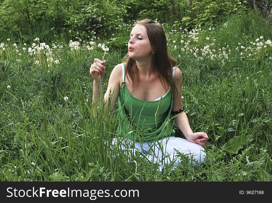 Beautiful Girl On Lawn