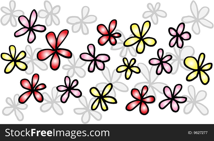 Colorful flowers on white background. Colorful flowers on white background