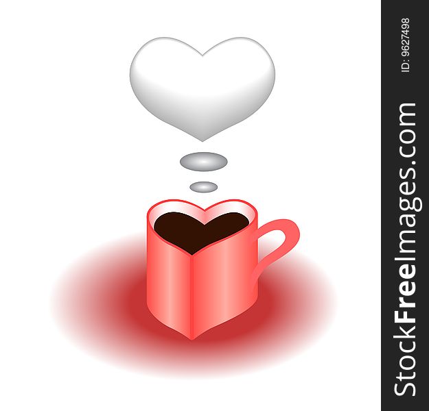 Cup in heart's form as symbol of love. Cup in heart's form as symbol of love