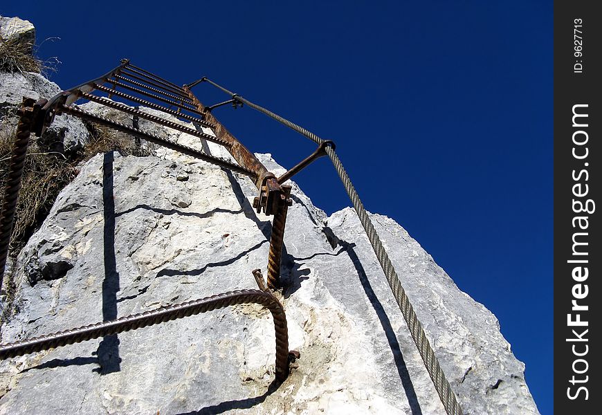 Detail of iron scale amicizia's climb in Riva of Garda. Detail of iron scale amicizia's climb in Riva of Garda