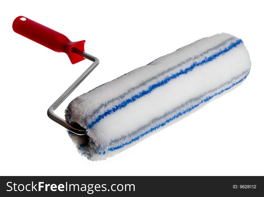 Unused paint roller isolated on a white background without shadow