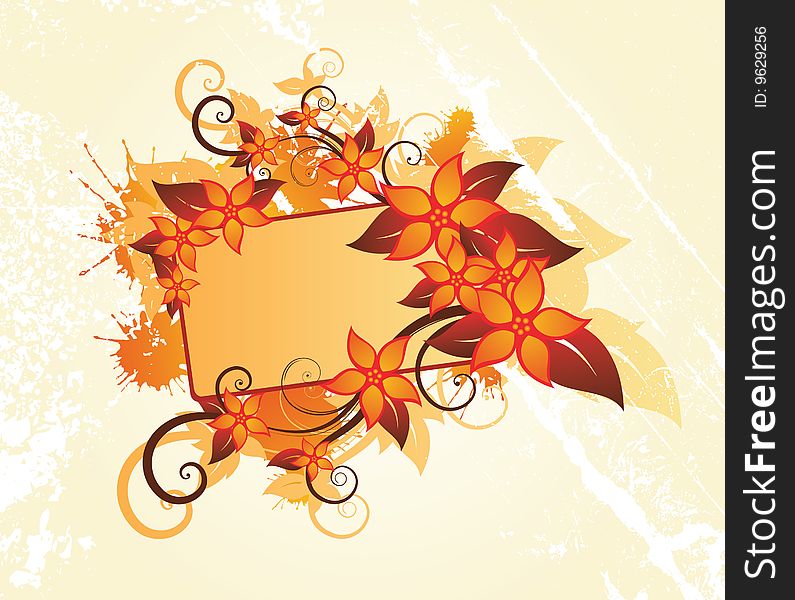 Autumn floral frame with place for text