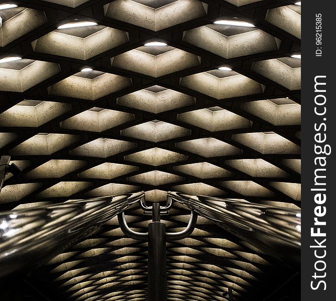 Brown And Black Ceiling With Lighted Lights