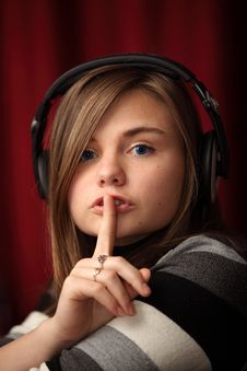 Young Woman With Headphones Royalty Free Stock Photo Young Woman With Headphones Royalty Free Stock Photo