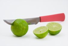 Lime Being Cut By Knife Royalty Free Stock Photos Lime Being Cut By Knife Royalty Free Stock Photos