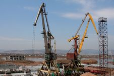 Two Elevating Cranes Stock Photography Two Elevating Cranes Stock Photography