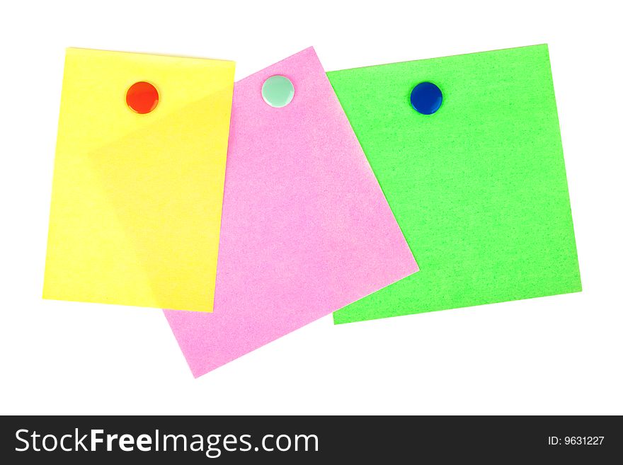 Multicolored note paper isolated on white background