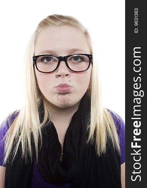 Young Blonde Girl With Glasses