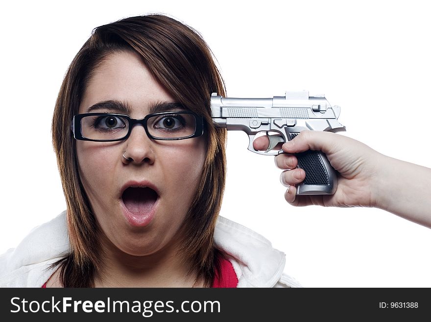 Young Woman With Gun To Head