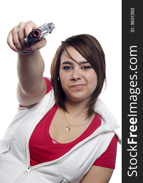 Girl With Toy Gun In Hand