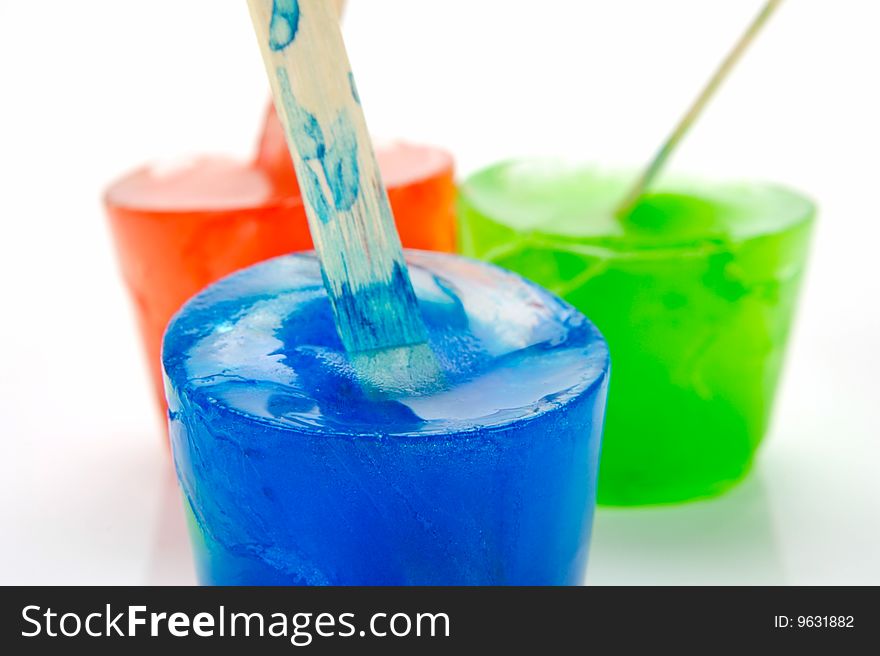 Flovored icy poles isolated against a white background