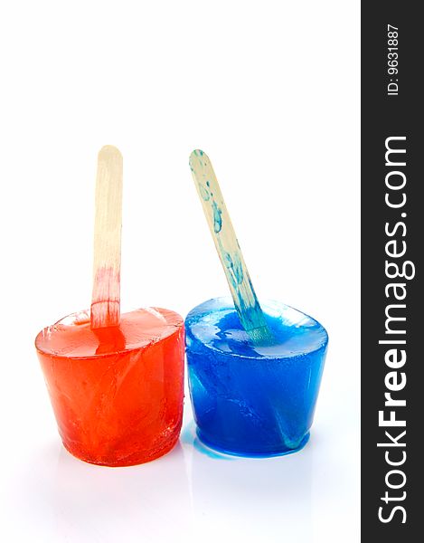 Flovored icy poles isolated against a white background