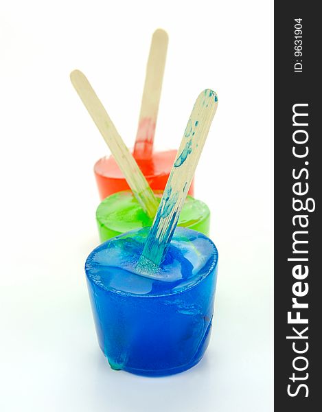 Flovored icy poles isolated against a white background