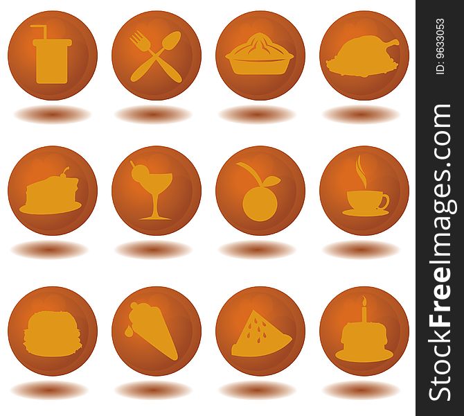 Brown food icons for web graphics, buttons and others