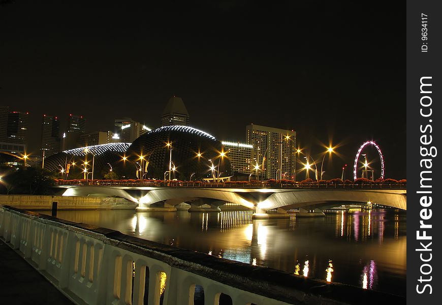 Bridge over Singapore River at Esplanade. Bridge over Singapore River at Esplanade.