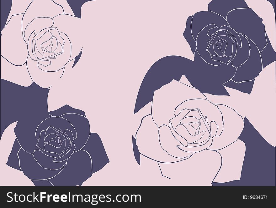 Four roses of two colours