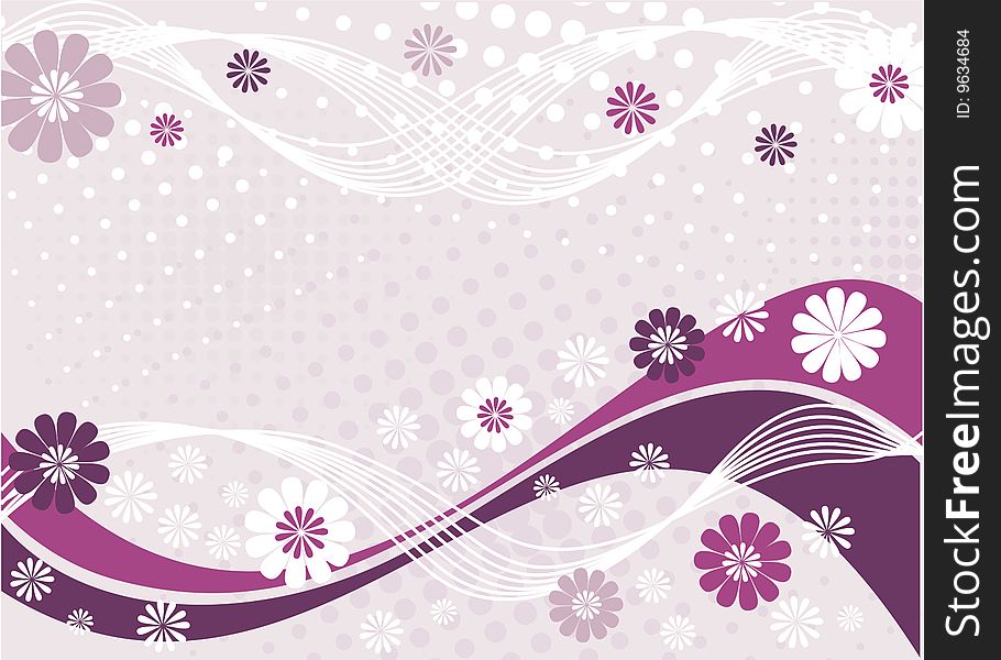 Flowers and waves. Vector illustration