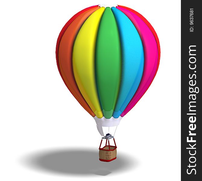 Rendering of a colorful balloon with Clipping Path and shadow over white