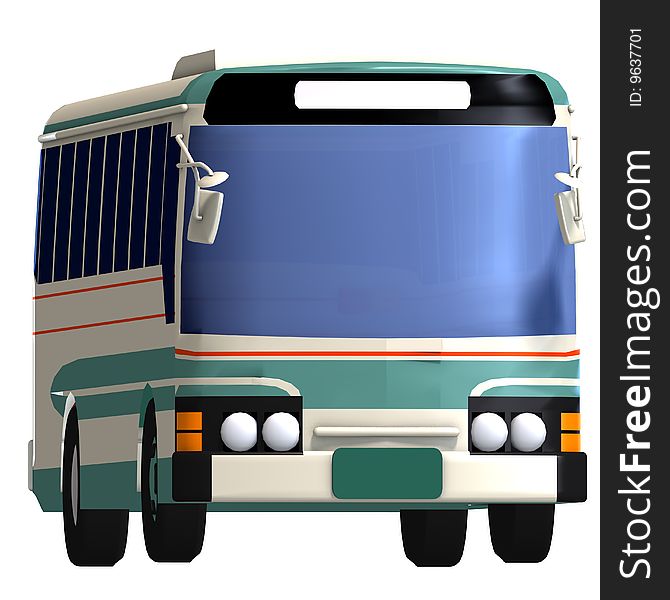 Rendering of a bus with Clipping Path over white. Rendering of a bus with Clipping Path over white