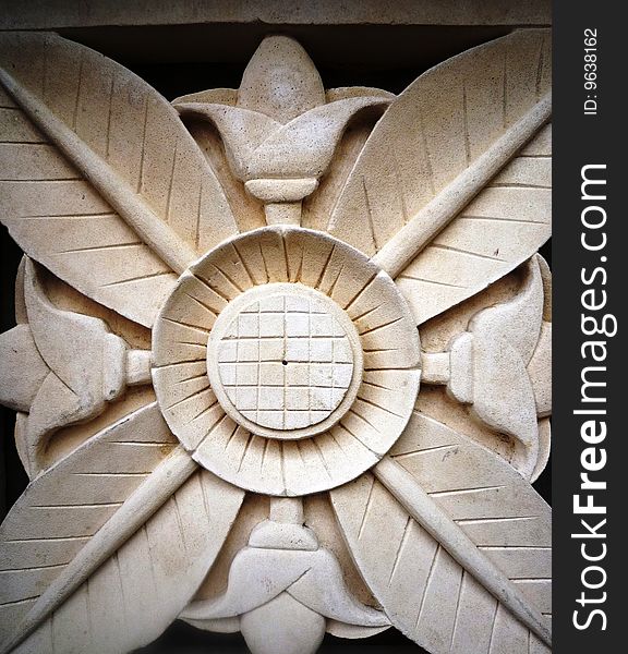 Flower -Traditional Balinese stone carving on sandstone