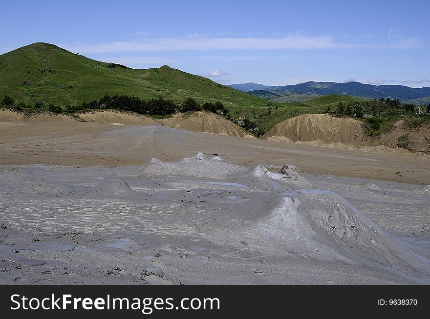 Landscape with muddy volcano from Romania