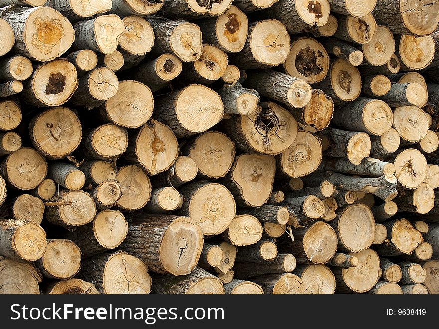 Log stack at logging site ready to be transported to the lumber mill. Log stack at logging site ready to be transported to the lumber mill