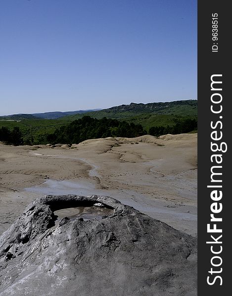 Landscape with muddy volcano from Romania