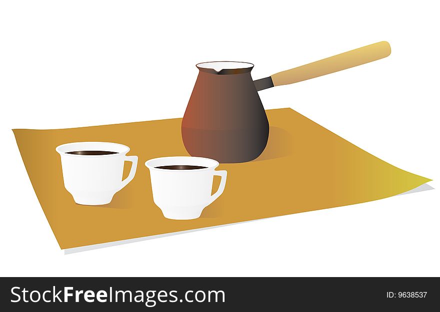 Two cups of morning coffee. Vector illustration