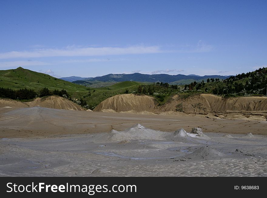 Landscape with muddy volcano from Romania