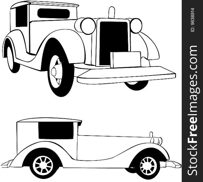 Vector drawn of an old fashioned car