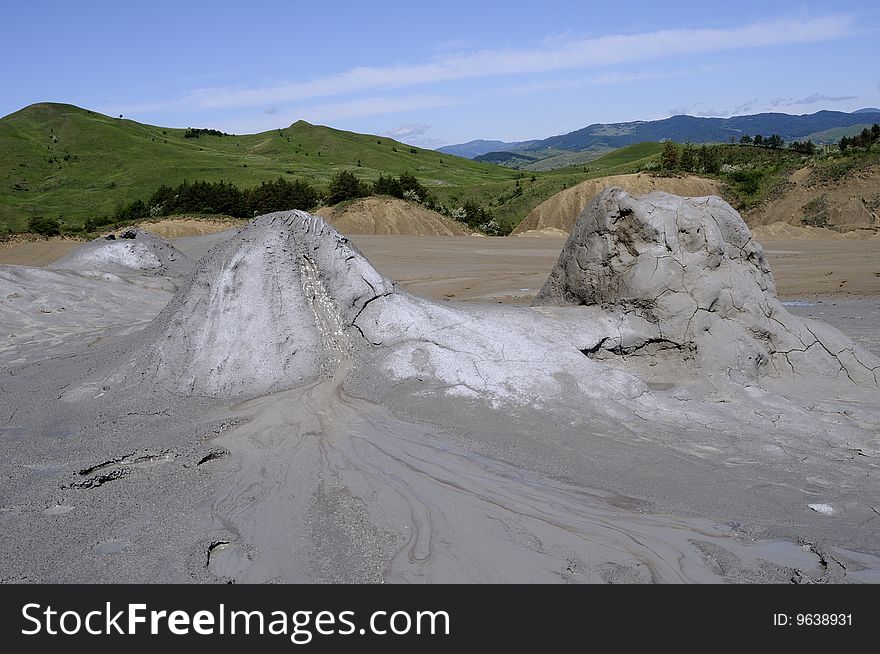 Landscape with different  forms from muddy volcanoes. Landscape with different  forms from muddy volcanoes