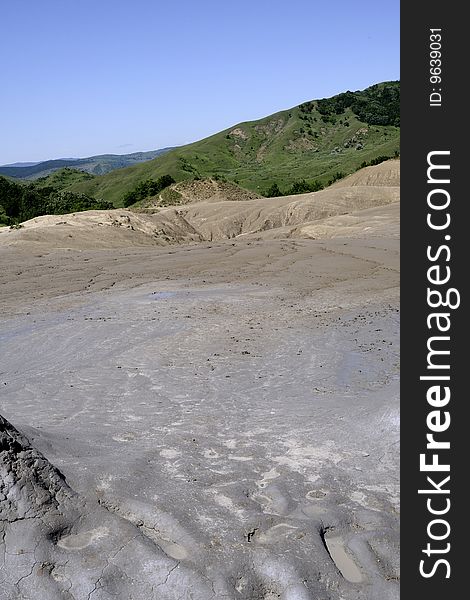 Landscape with different  forms from muddy volcanoes. Landscape with different  forms from muddy volcanoes