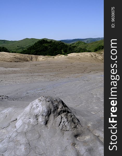 Landscape with different  forms from muddy volcanoes. Landscape with different  forms from muddy volcanoes