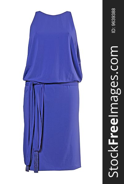 Woman fashion isolated blue silk dress